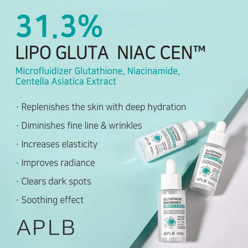 Combinația puternică de glutation și niacinamidă ajută la estomparea petelor și hidratarea intensă. Serul APLB este ideal pentru un ten luminos și curat.